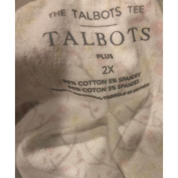 Talbots Women White w/Tree & Floral Print Cotton Jersey Knit Blouse size 2X - Picture 8 of 8